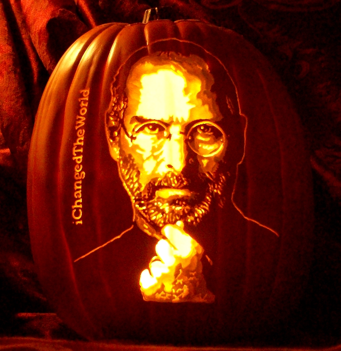 steve jobs pumpkin carving